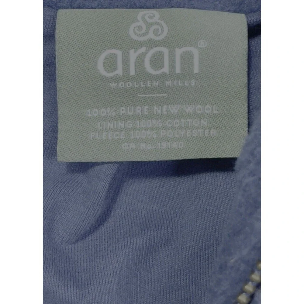 ARAN Woolen Mills Sweater Vest Mens XXL Blue Irish Cable Wool Full Zip Fisherman